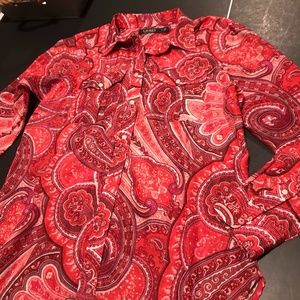 Womens Ralph Lauren button down top, Size Large